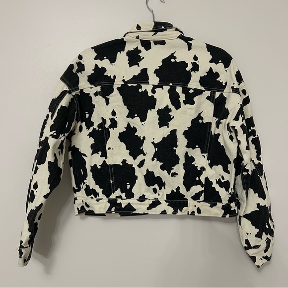 Le Lis Collection Womens Cow Printed Denim Button Up Jacket Small 100% Cotton - Picture 8 of 10